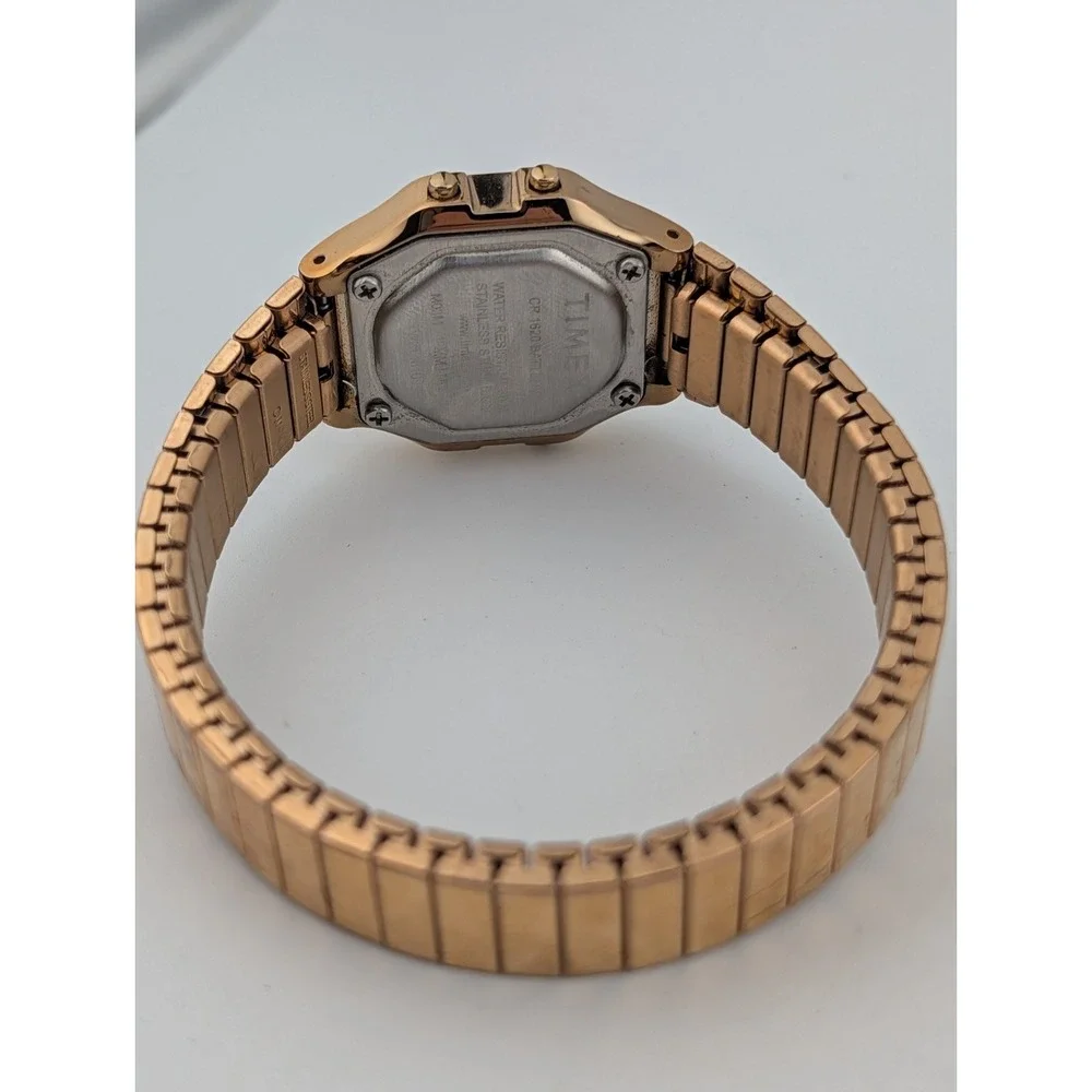 Timex Classic Mini Watch Women 27mm Case Digital Rose Gold Stretch Band- Working